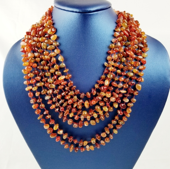 8 Strand Genuine Carnelian Necklace EUC - Picture 2 of 9